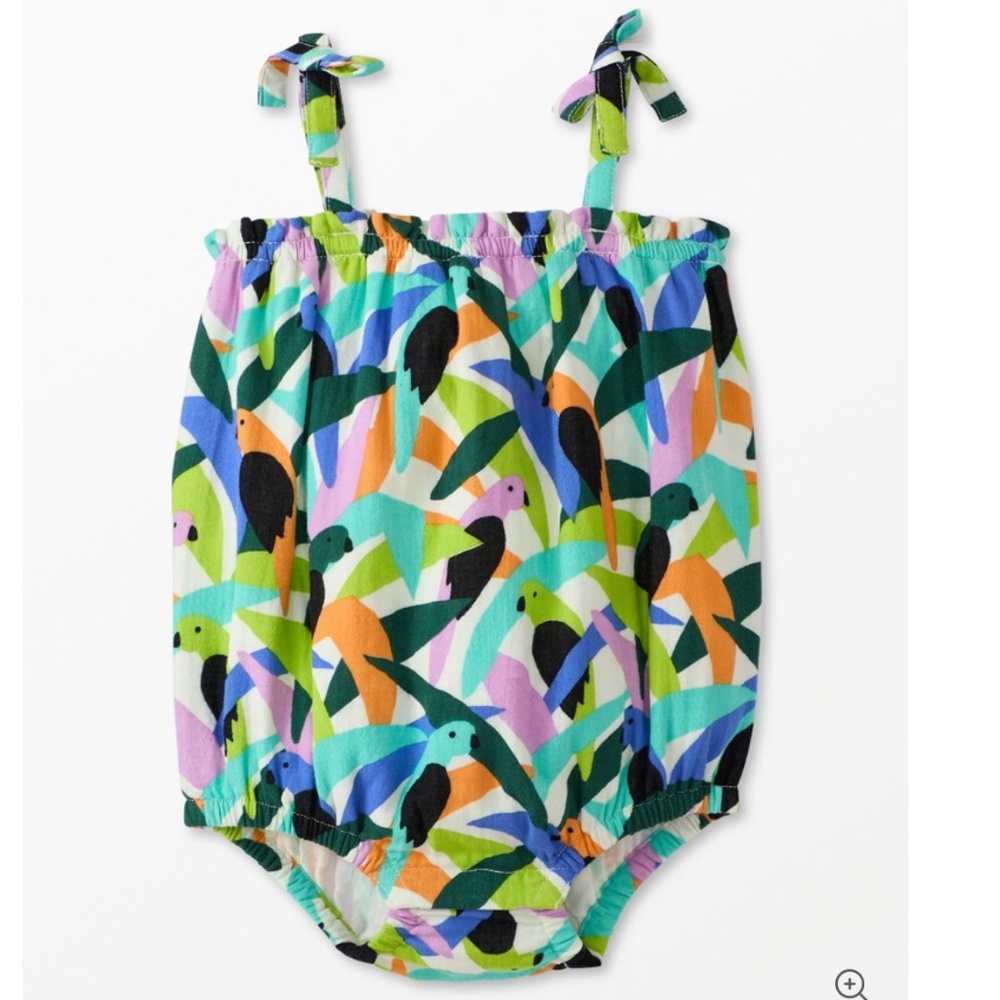 Hanna Andersson Baby Cotton Muslin Romper Parakeet Tree